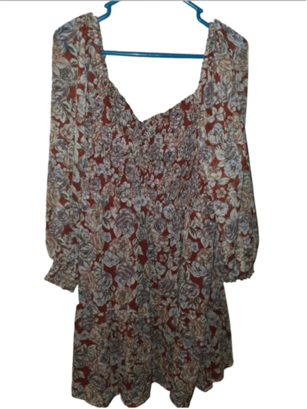 Women's Maurices Floral Mini Dress, 3X, Red and White cottagecore fall boho-chic